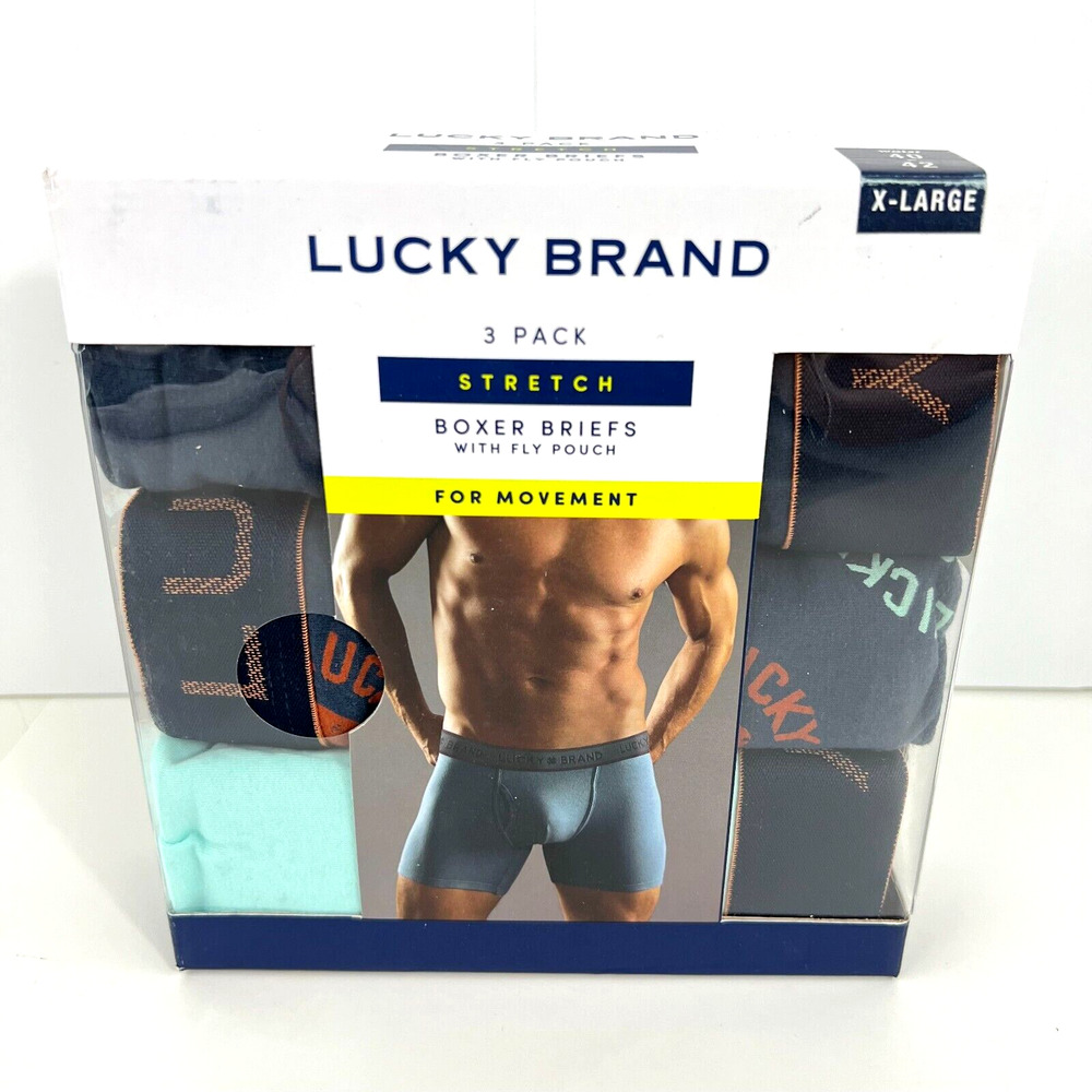 Lucky Brand 3 Pack Men Knit Boxer Briefs with Fly Pouch Cotton Underwear Size XL - Picture 2 of 16